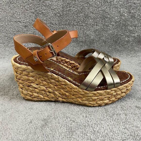Sam Edelman Darline Platform Wedge Sandal Leather Woven Heel Size 9US - Picture 3 of 6